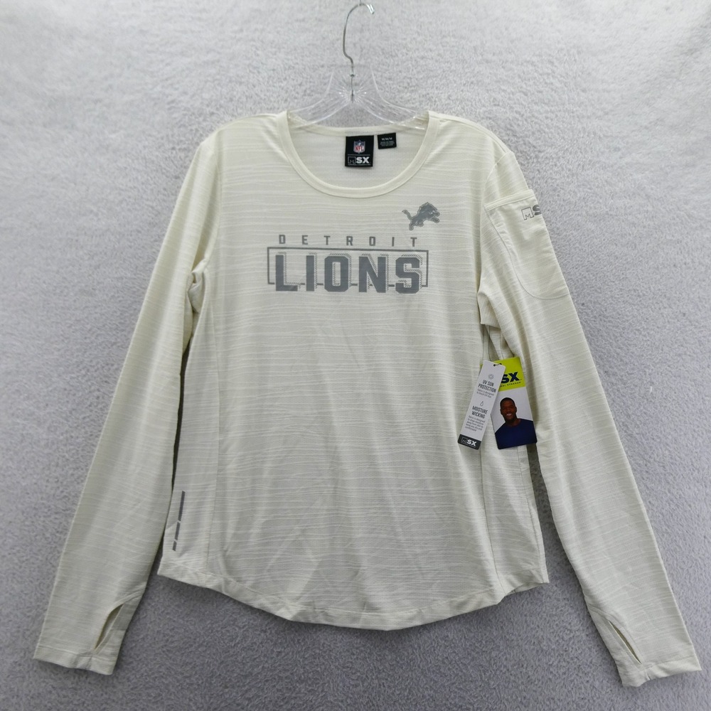 MSX Detroit Lions Shirt‎ Womens Medium Long Sleeve NFL Cream UV Moisture Wicking